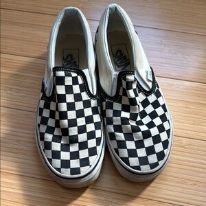 Vans Black and White Checkered Slip-On Sneakers women size 7